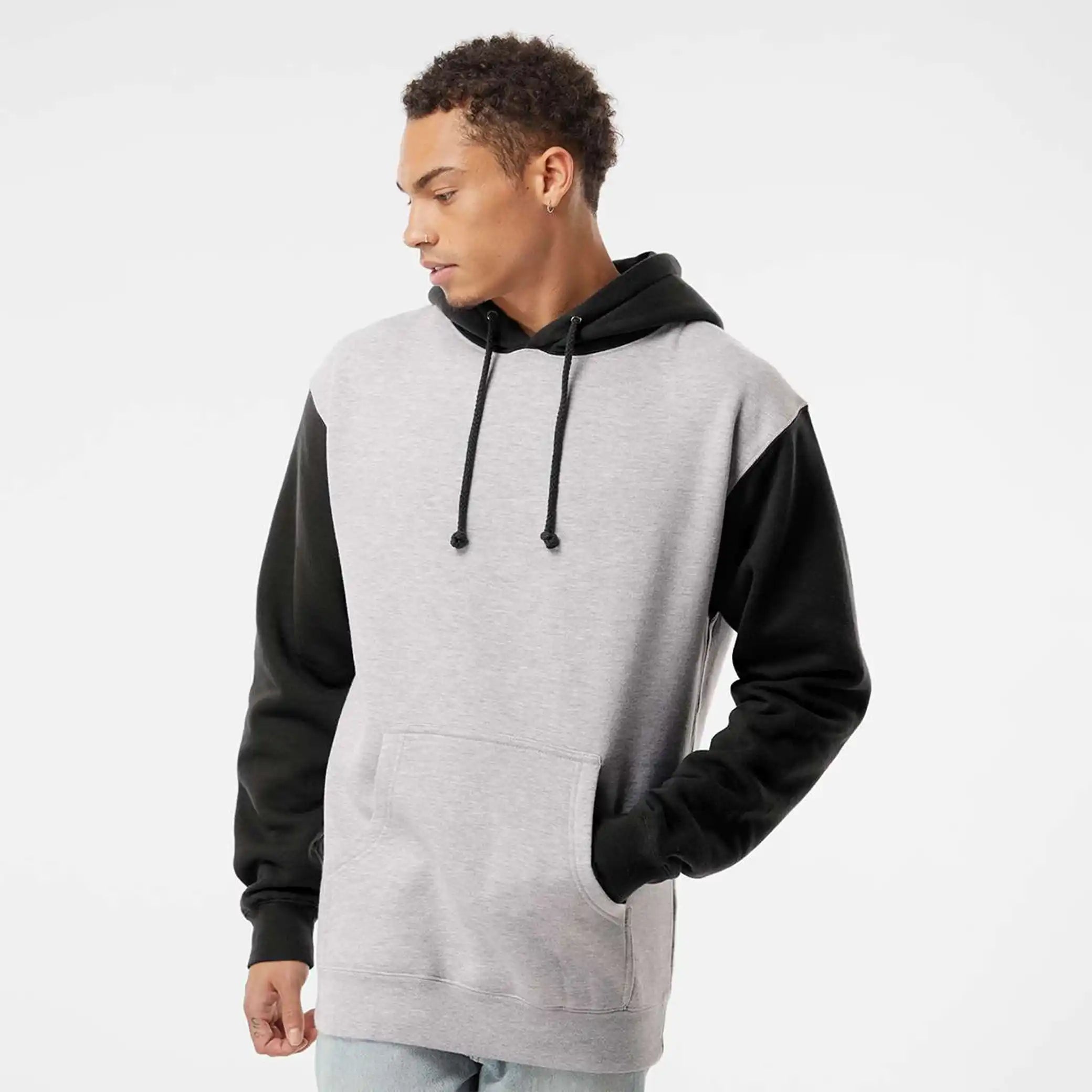 Grey Heather/ Black Heavyweight Hoodie