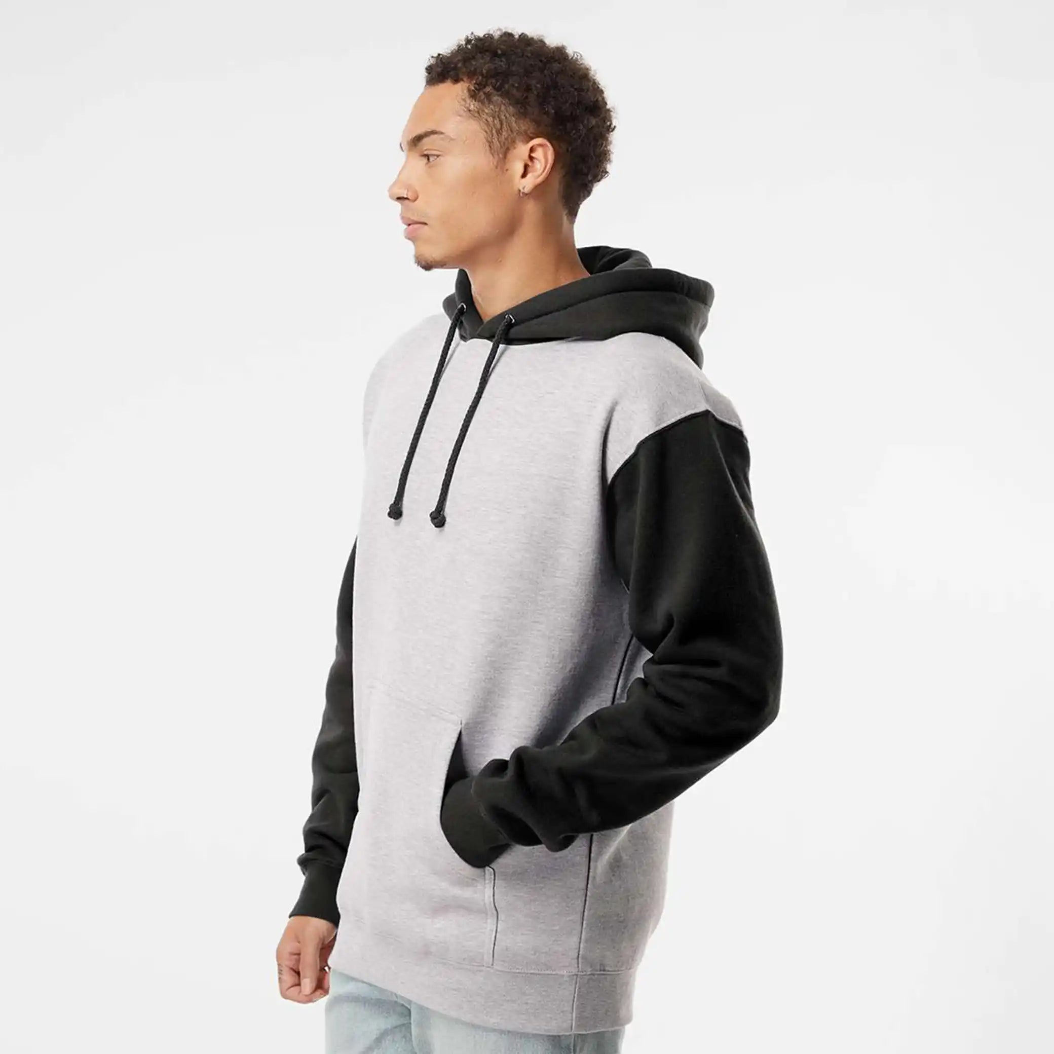 Grey Heather/ Black Heavyweight Hoodie